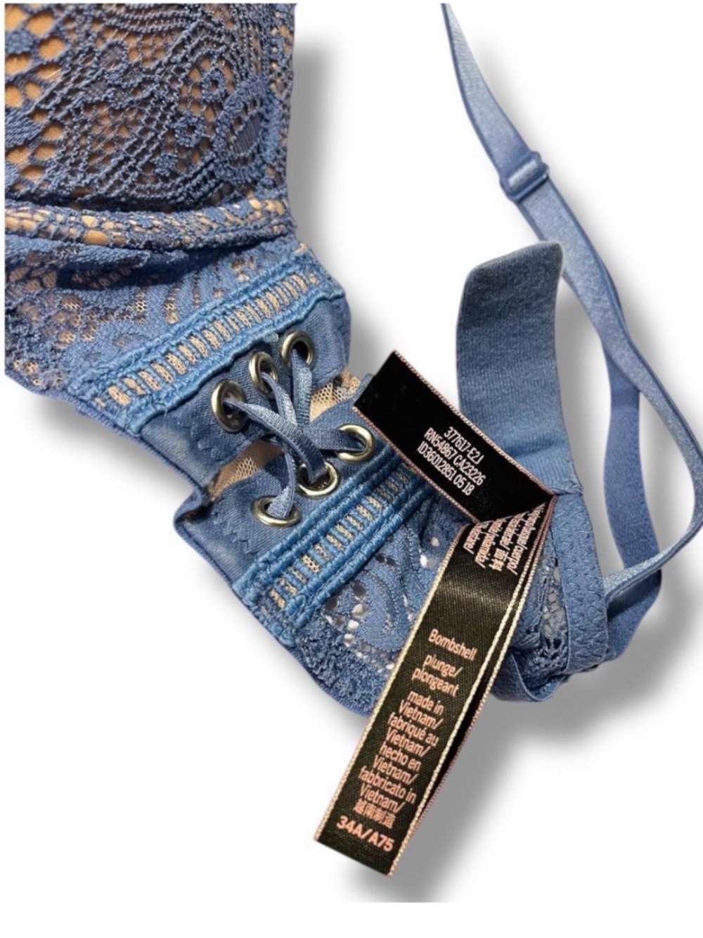 Victoria's Secret Lace Bombshell Bra in a blue-lavender shade - Picture 5 of 7